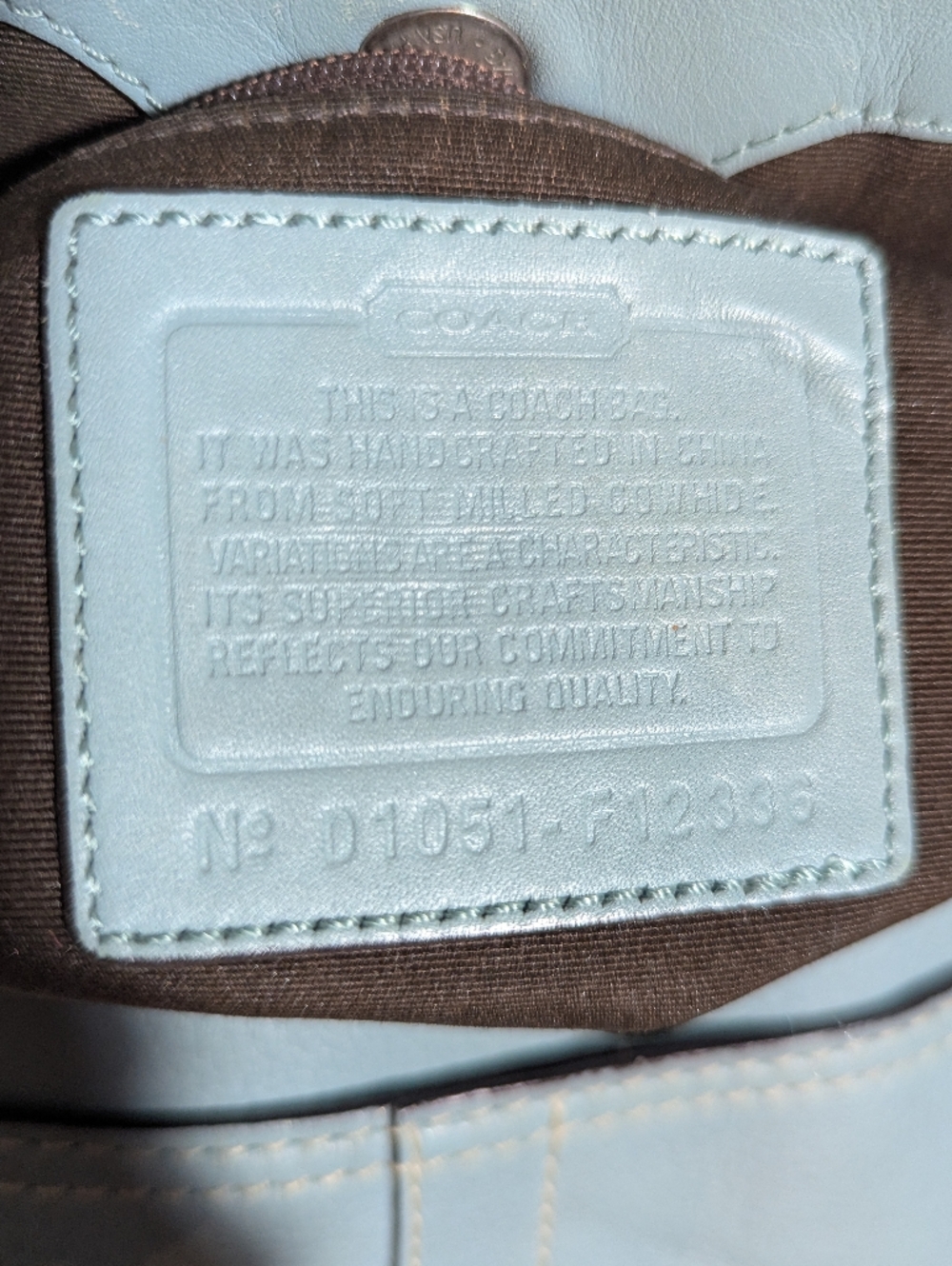 Coach F12336 Chelsea Collection 2010 Shoulder Bag Leather Light Blue Brown Strap - Picture 2 of 13